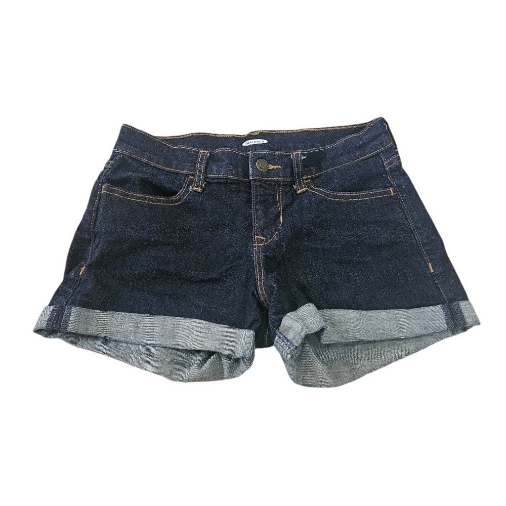 Old Navy Womens Dark Wash Denim Cuffed Jean Shorts Size 0 Indigo Blue Casual